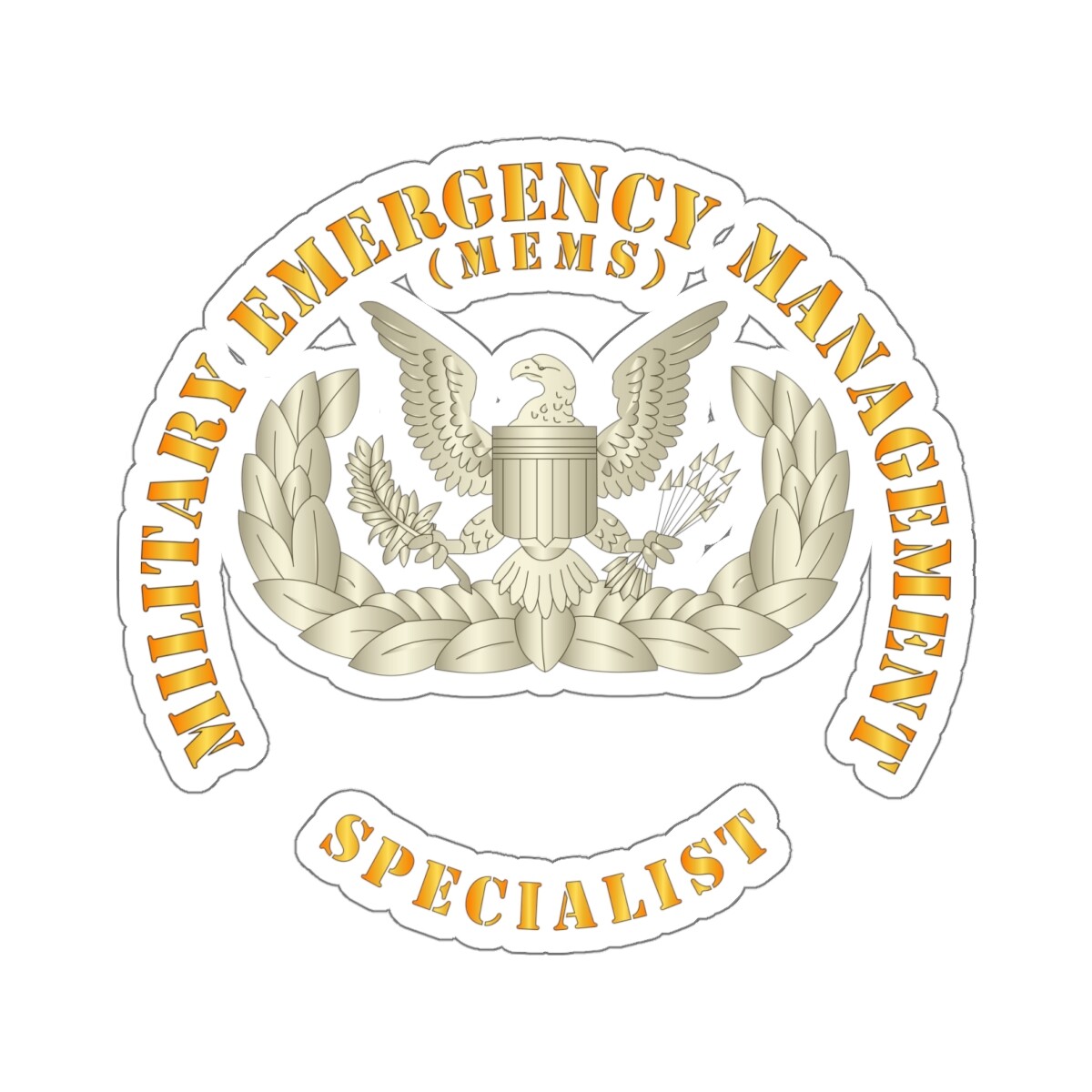 Kiss-Cut Stickers – Military Emergency Management Specialist – Basic – Gold