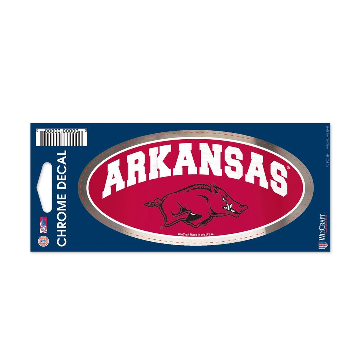 WinCraft NCAA University of Arkansas WCR25559014 Chrome Decal, 3" x 7"