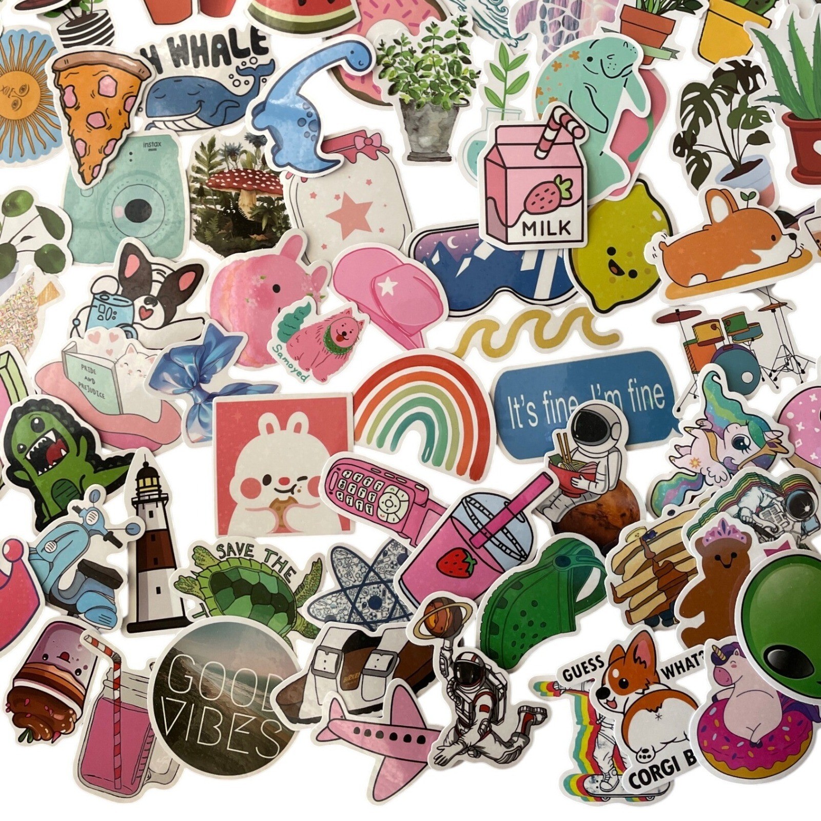 New 300+ Vinyl Stickers LOT Waterproof Fun Colorful Kawaii Animals Food Plants