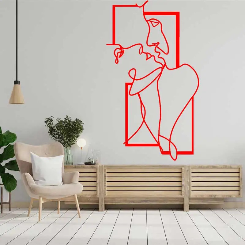 Fashion Lines Nude Body Men and Women Couple Wall Stickers Abstract Art Decor