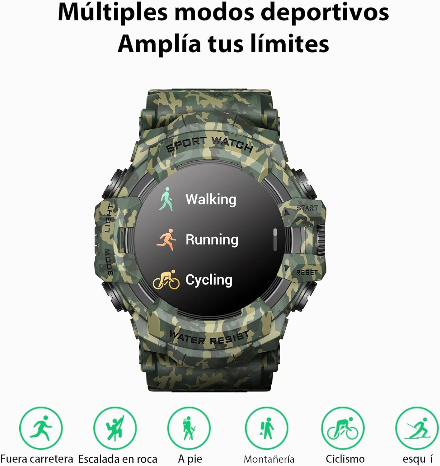Military Smart Watch Flashlight, Compass, Heart Rate, Calls, IP68, Androi