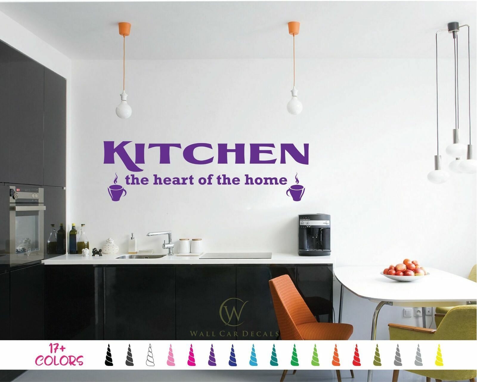 Wall Quote Vinyl Decal Kitchen the Heart of the Home Coffee Cup Fun Family Décor