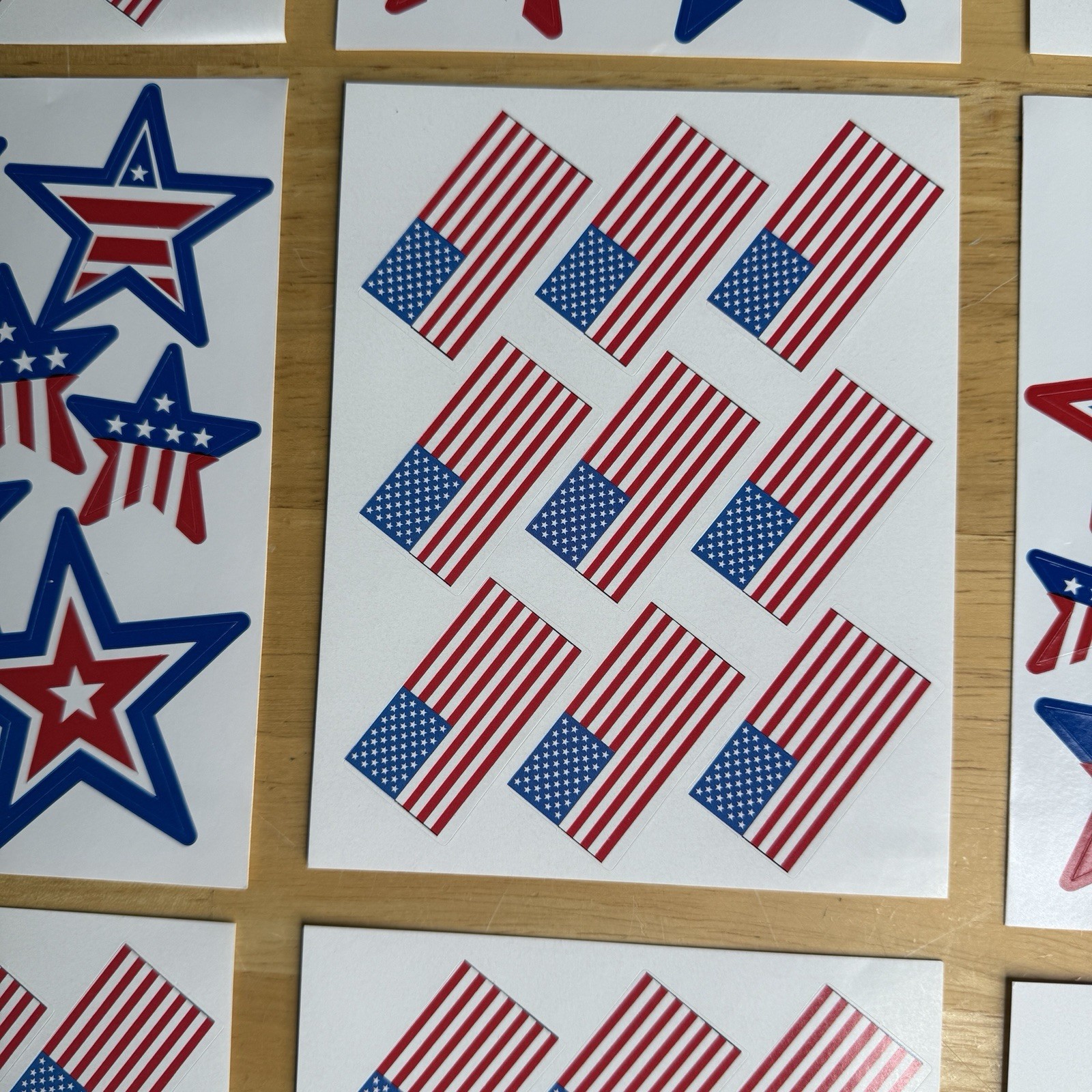 United States American USA Flag Stickers Stars Patriotic Red White & Blue Read