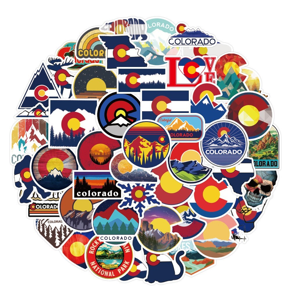 50pcs Colorado Stickers, Waterproof Non-residue Vinyl Stickers, #091