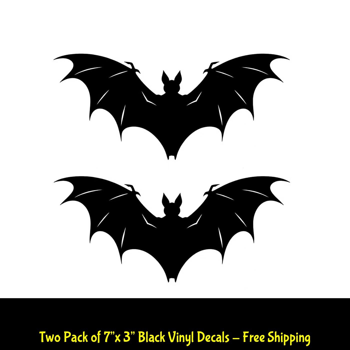 Bat Flying Graphic Two 7" Black Vinyl Decals Car Truck Door Bumper Laptop Tablet
