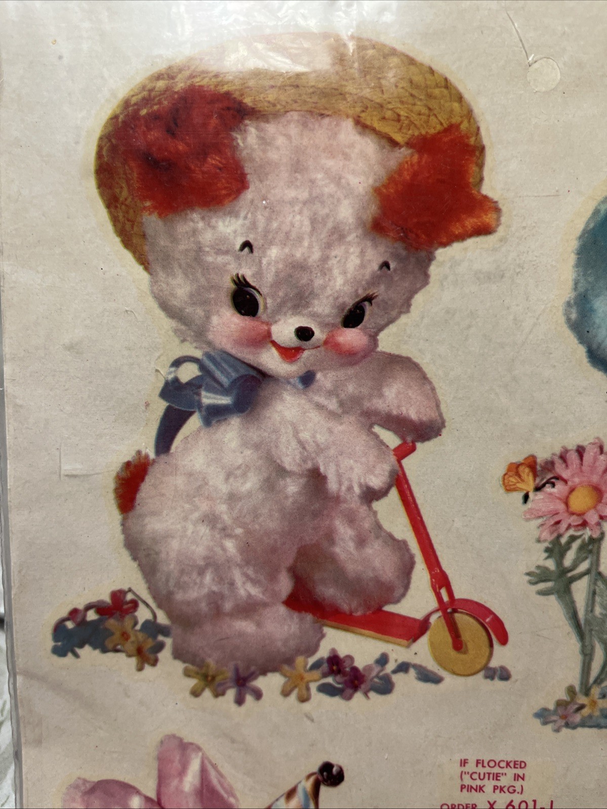 Vtg Meyercord Cute Plush Animals Decals MCM Wall Decor BUNNY BEAR LAMB New OS
