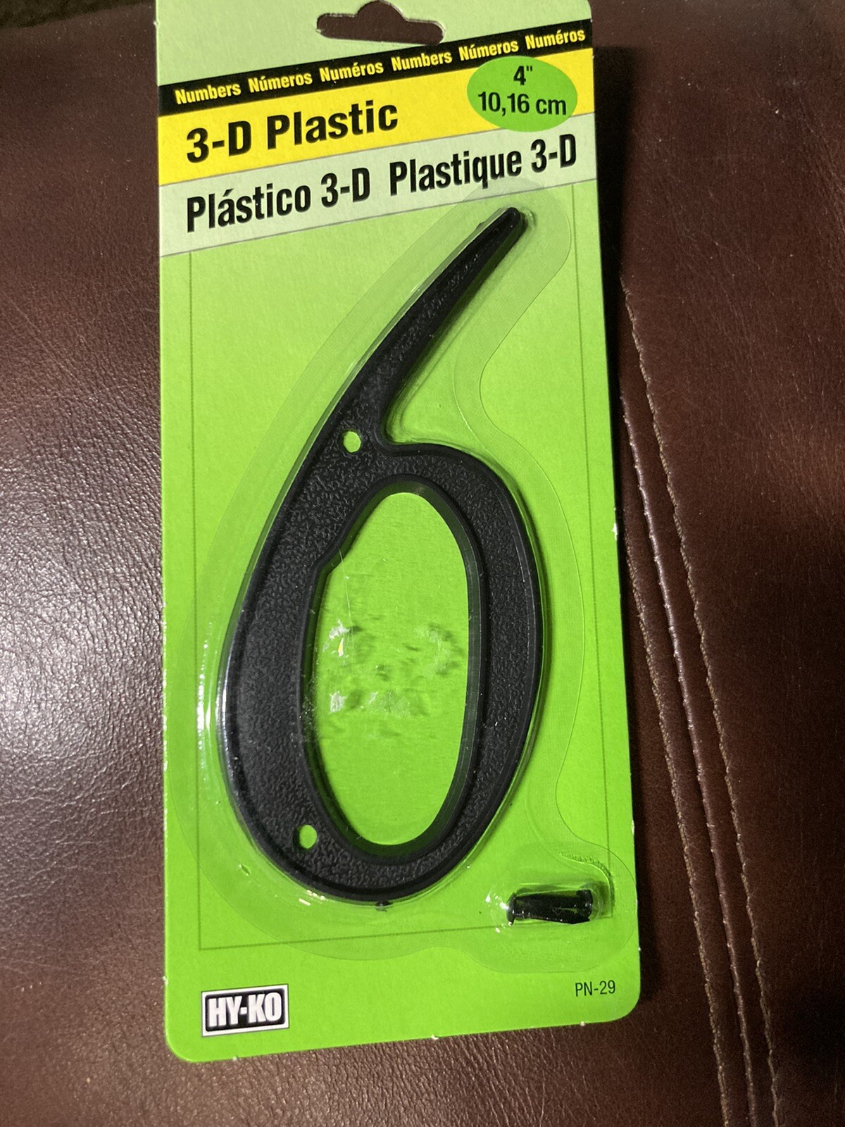 Hy-Ko PN-29/0 4" 3-D Black Plastic House Number 6