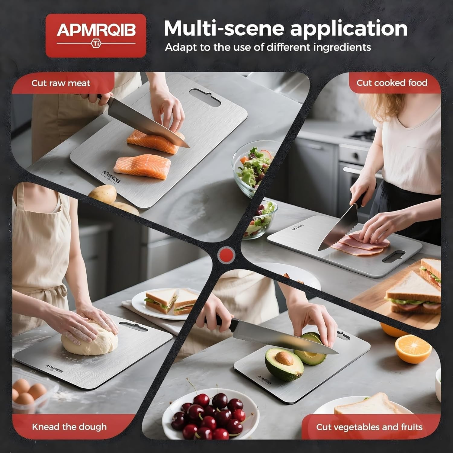 Titanium Cutting Board Set of 3,100% Pure Titanium Cutting Boards for Kitchen, D