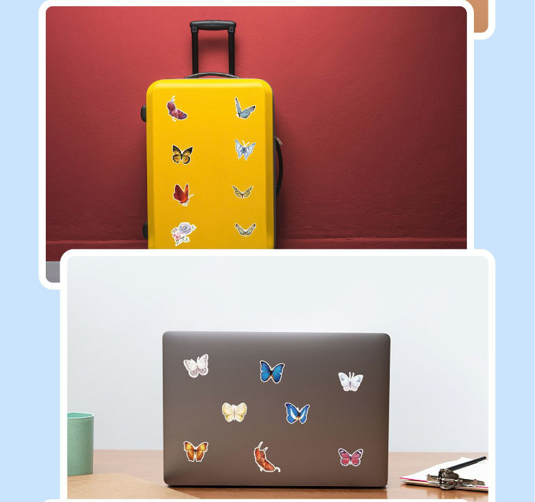 50Pcs Stickers Butterfly Laptop Luggage Skateboard Fridge Car Water bottle Vinyl