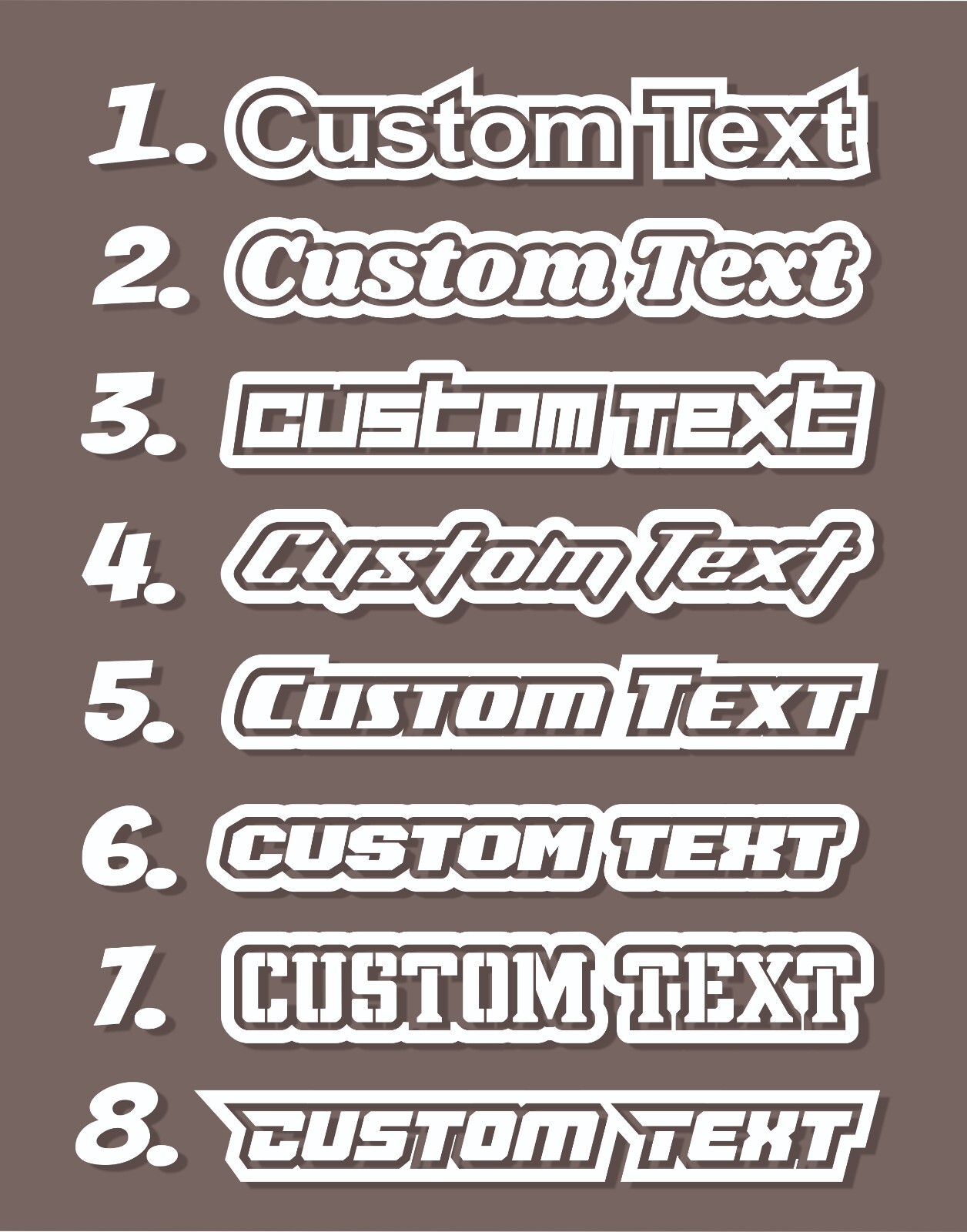2x Outlined Stickers Name Car Bike Window Custom Personalised Vinyl Decals