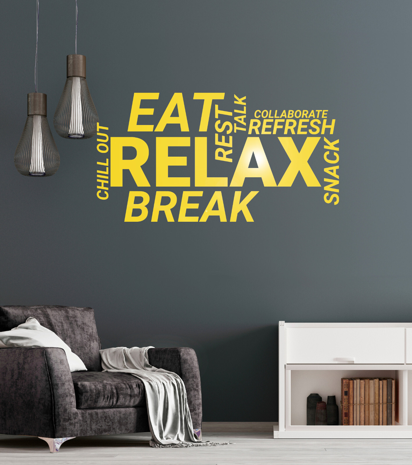 Vinyl Wall Decal Break Room Office Words Cloud Decoration Idea Stickers (ig6013)