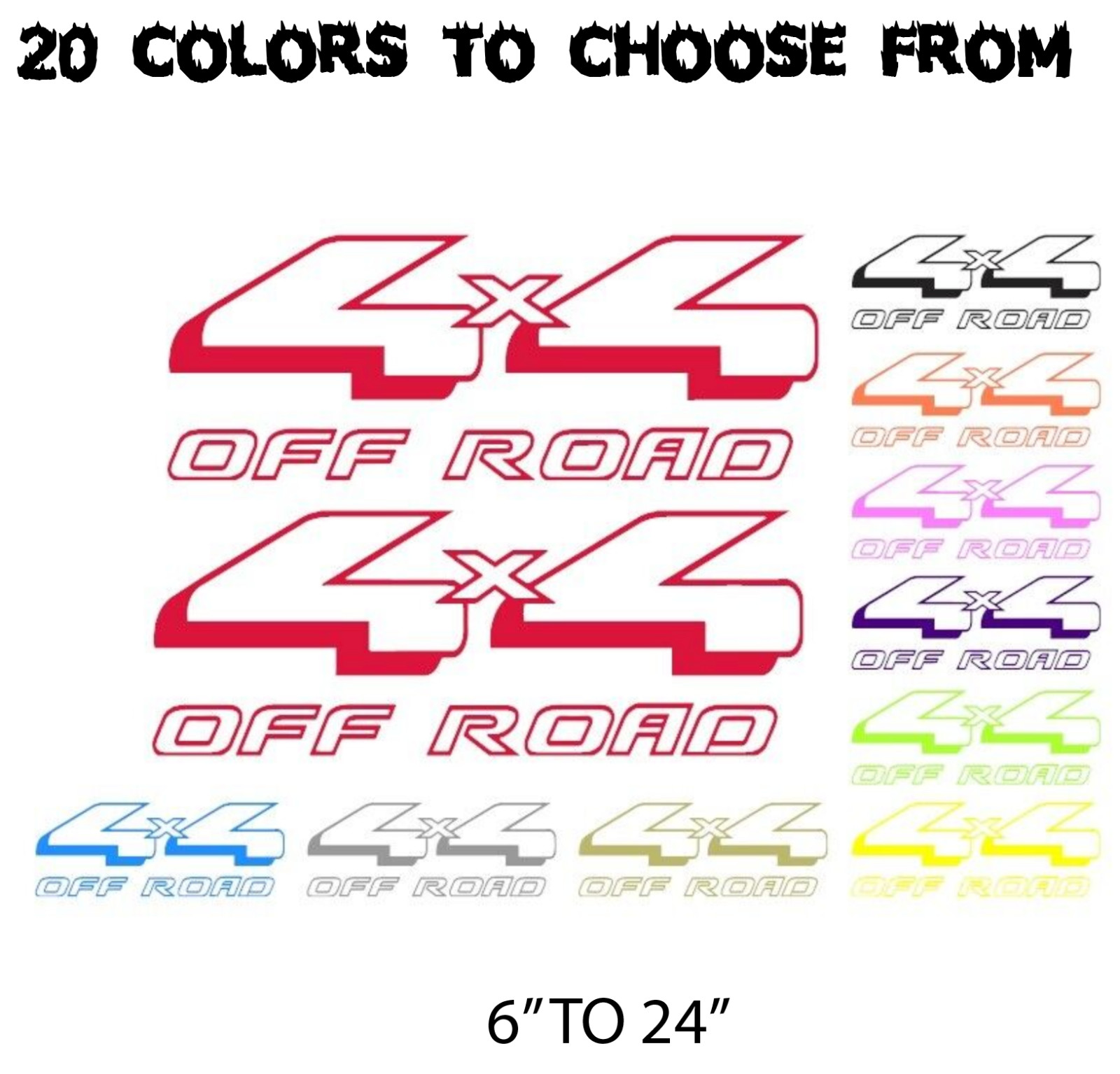2x 4×4 Off Road Sticker Vinyl Decal – Truck Bed Side Car!!