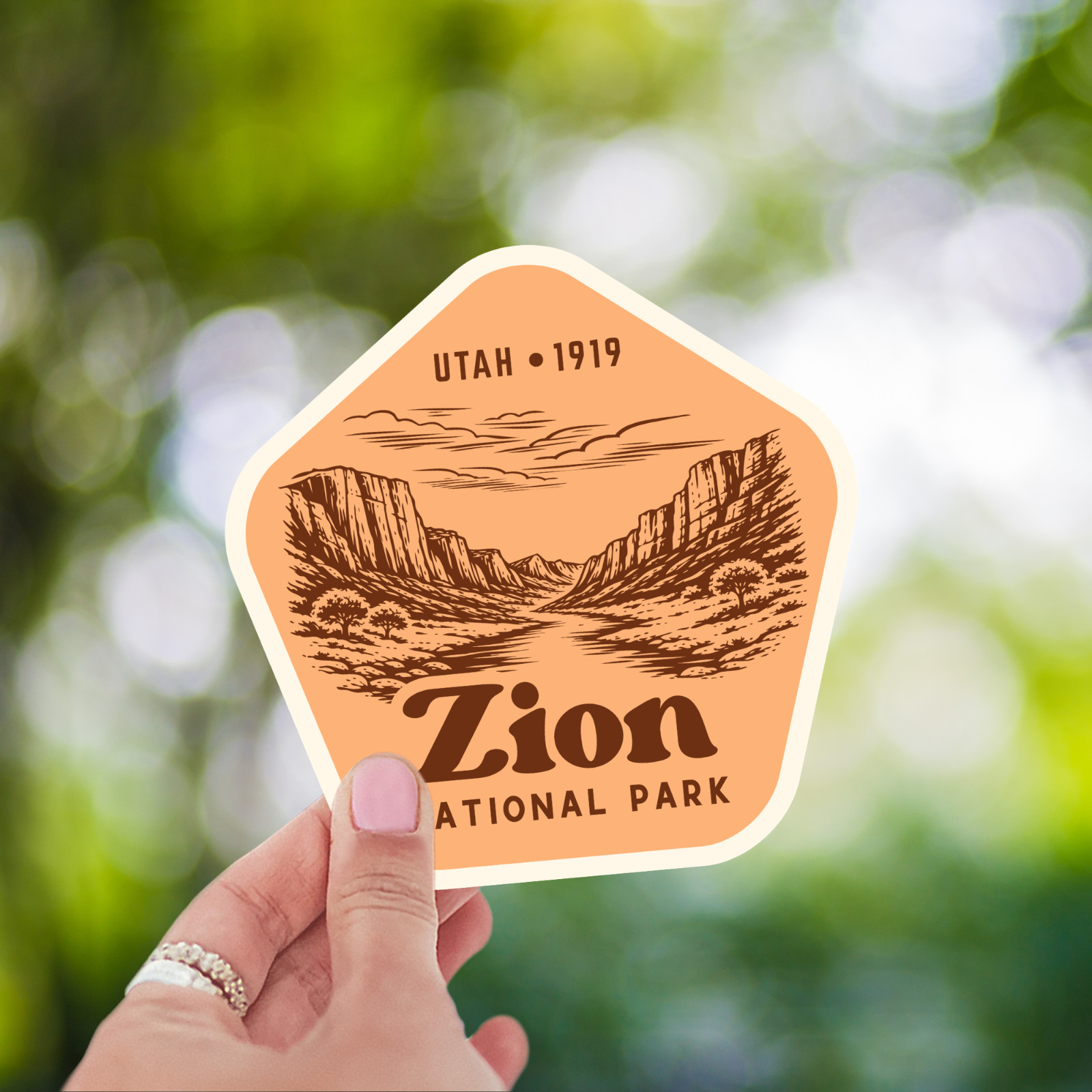 Zion National Park Sticker Retro Utah Travel Vinyl Decal Badge