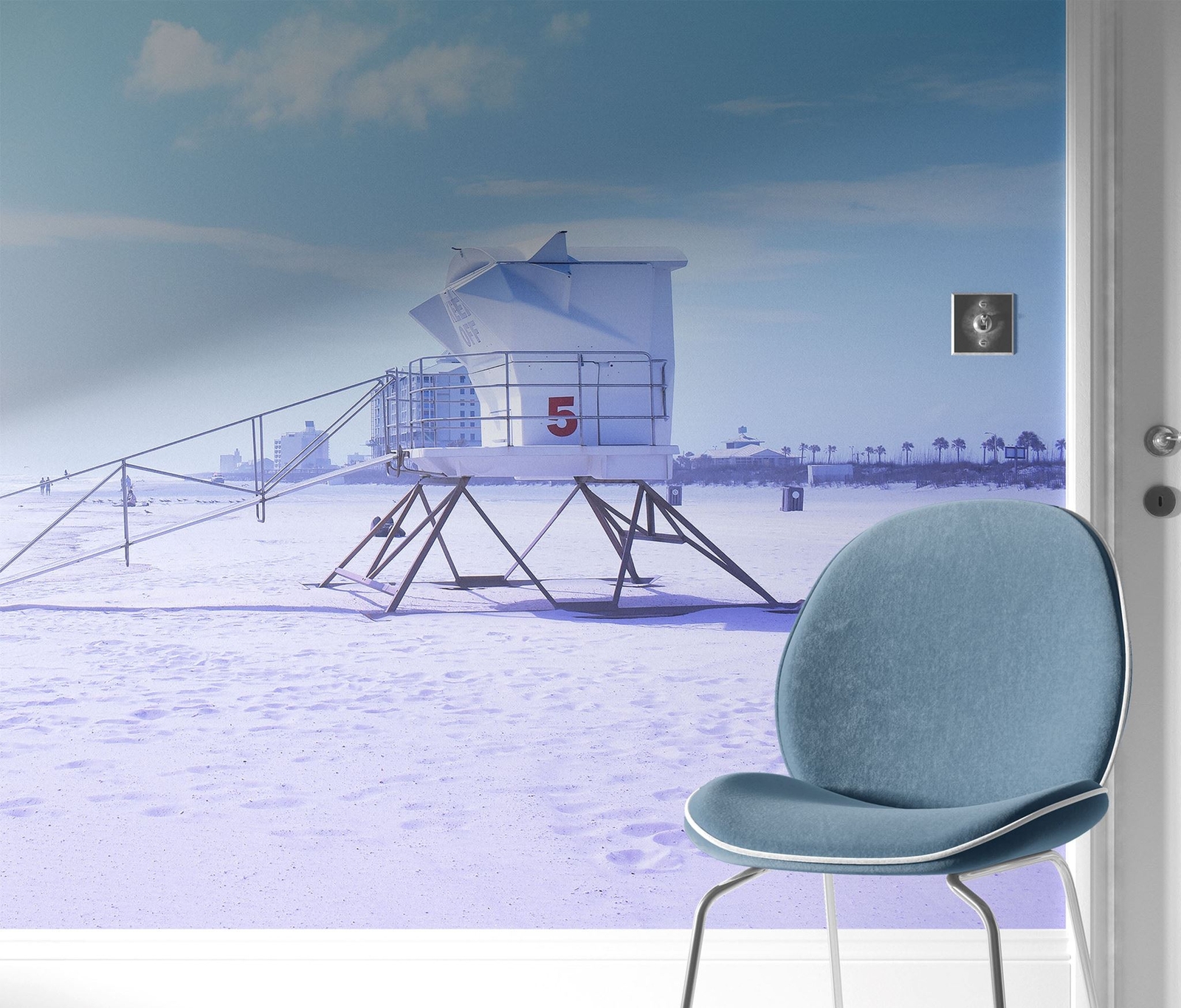 Lifeguard Tower on Pensacola Beach Wall Mural. Pastel Color Theme Peel and Stick