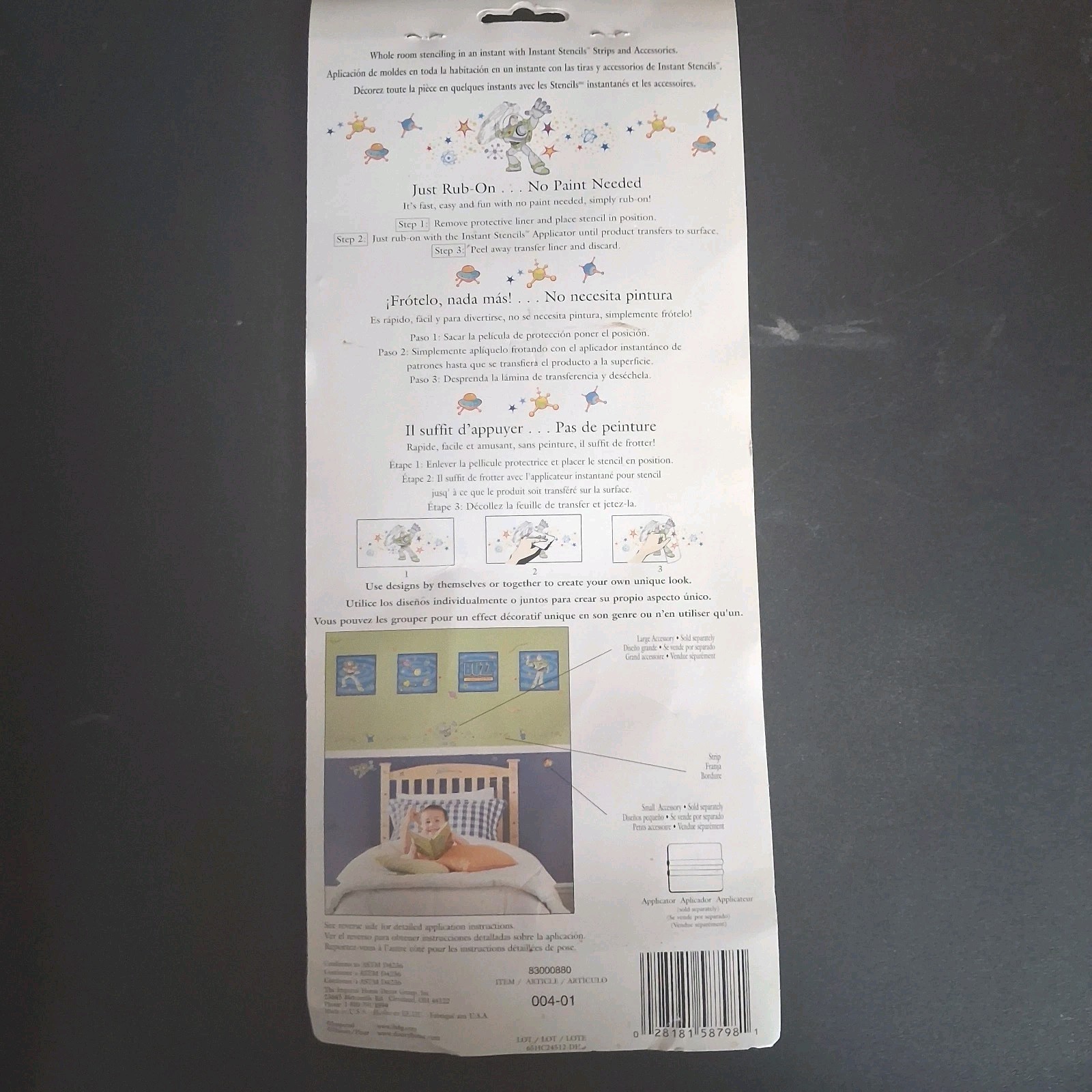 Vintage Disney Home Imperial Instant/Rub On Stencils Buzz Lightyear RARE Pattern