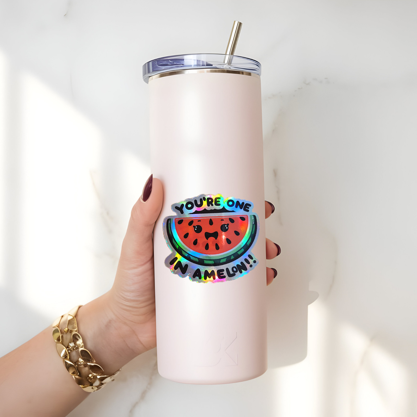 You’re One in a Melon Holographic Sticker – Cute Watermelon Vinyl Deca