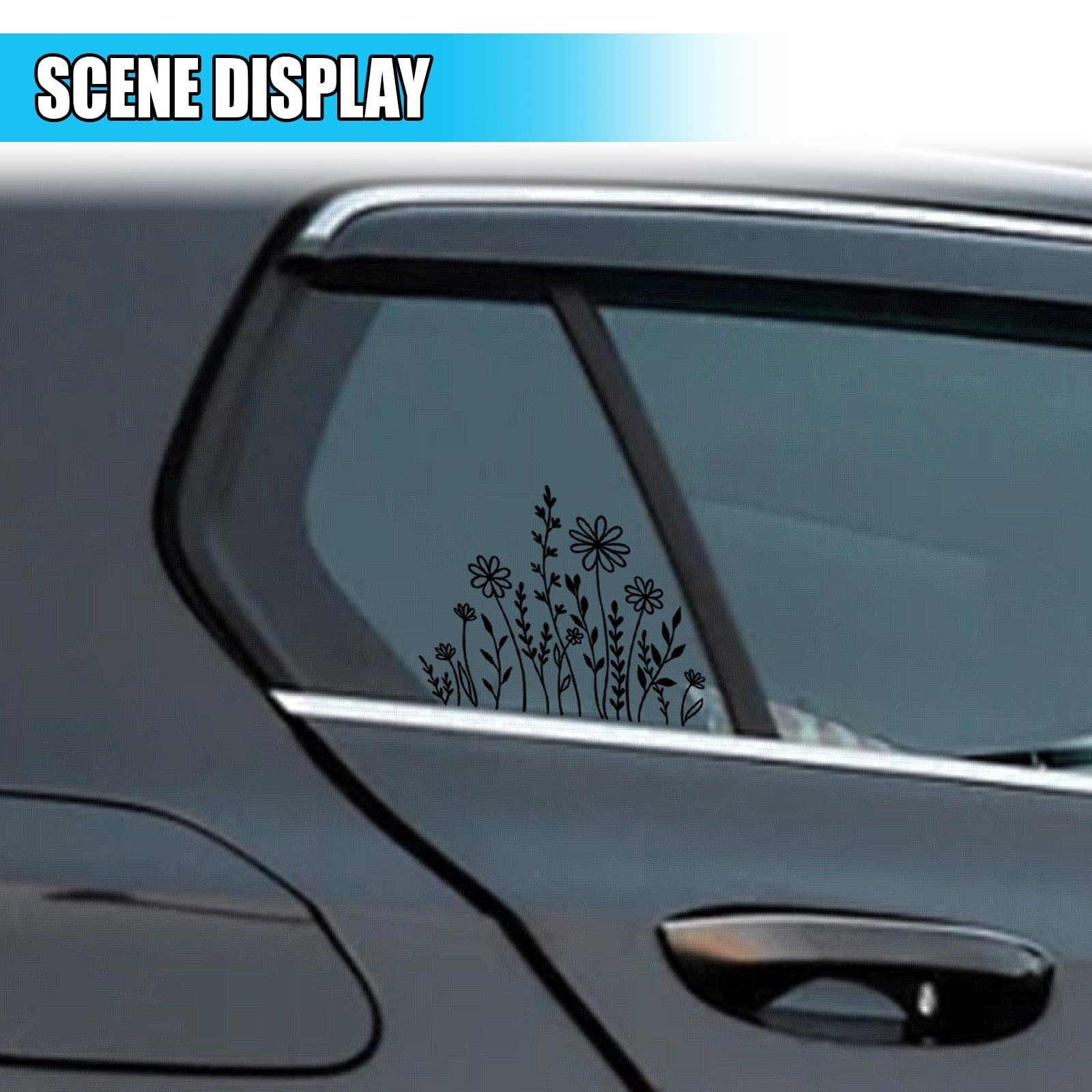Wildflowers Boho Car Sticker Decal, Waterproof Vinyl Flower Vehicle Window St…