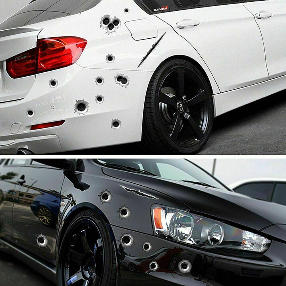 3D Car Rust Sticker Hide The Rust Bullet Hole Design Decal Realistic Scratch