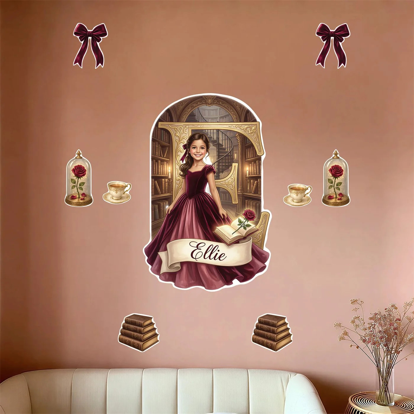 Personalized Fairy Wall Decal Set Custom Girl Photo Name 10 Pc Butterfly Garden