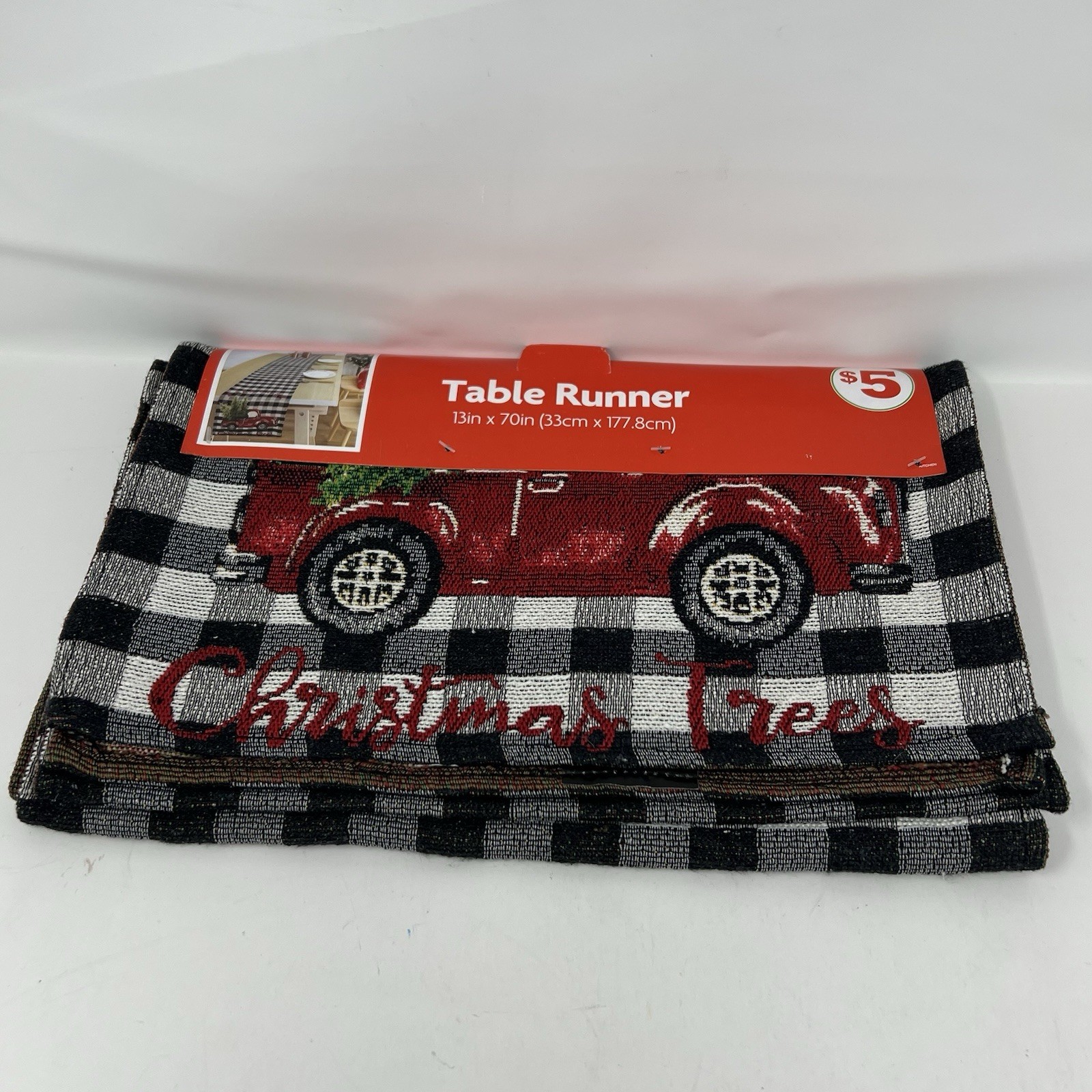 Christmas Decor Black White Checked With Red Truck Holiday Letter Board 3 Pieces