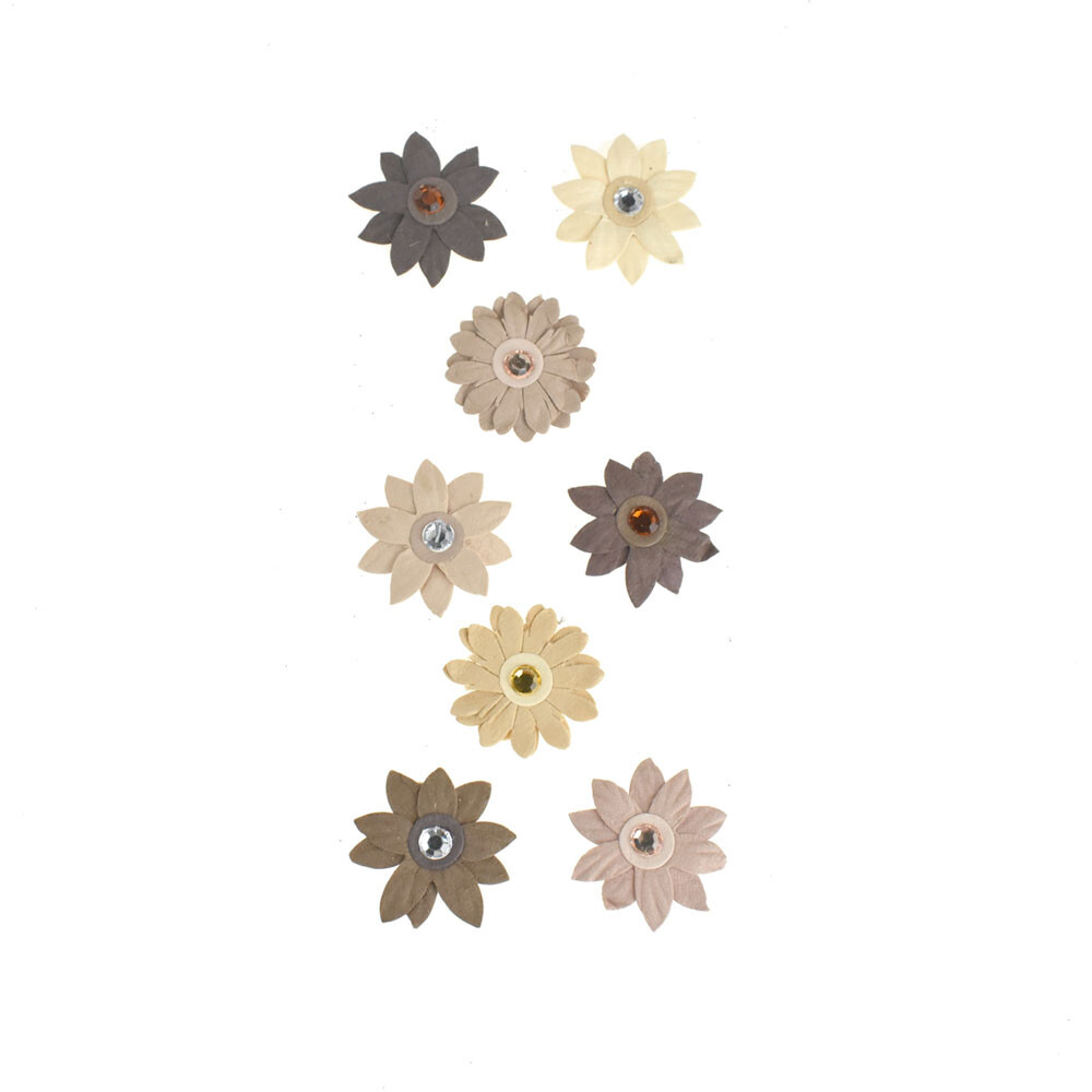 3D Handmade Flowers Almond Mocha Self-Adhesive, 8-piece