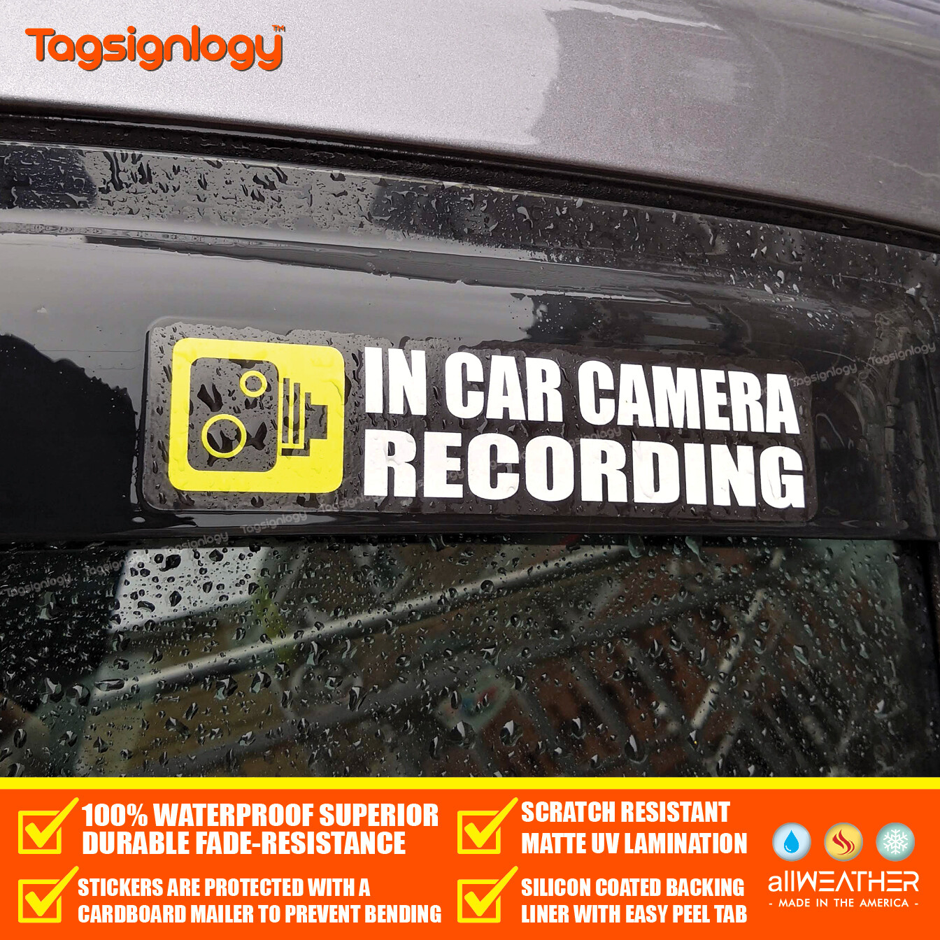 (2 pcs) In Car Camera Recording Dash Cam on Board Bumper Body Waterproof Sticker