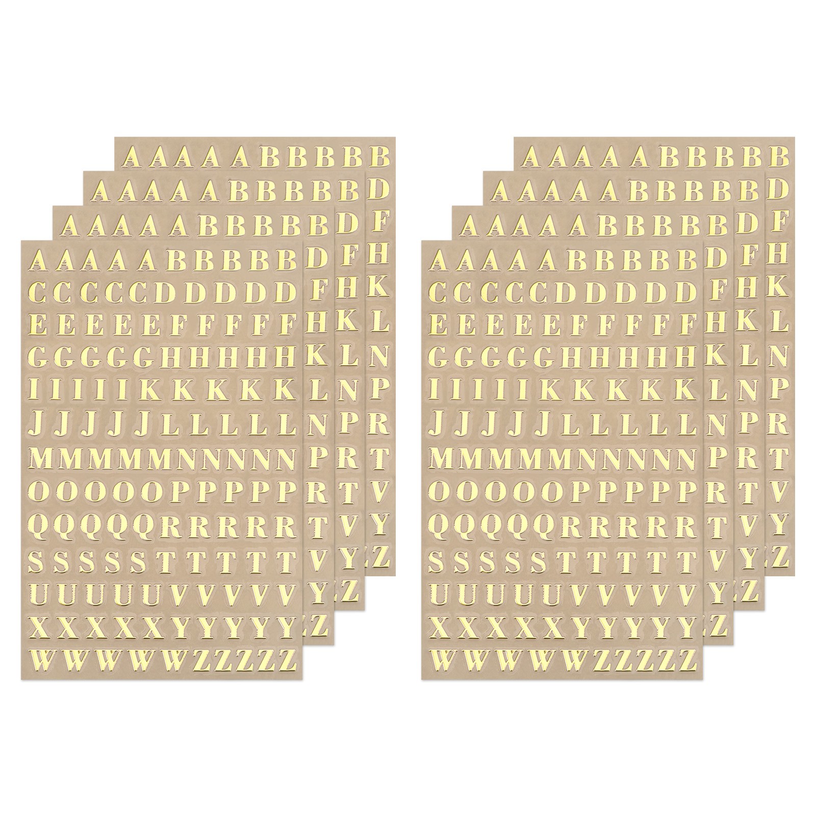 Letter Resin Stickers 8 Sheets Alphabet Sticker Glitter Uppercase Gold 4.5mm