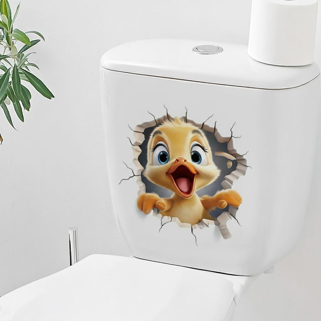 1 PCS Cute Duck Sticker for Bathroom Toilet Lid Wall Decals 11.8X11.8In | Cute A