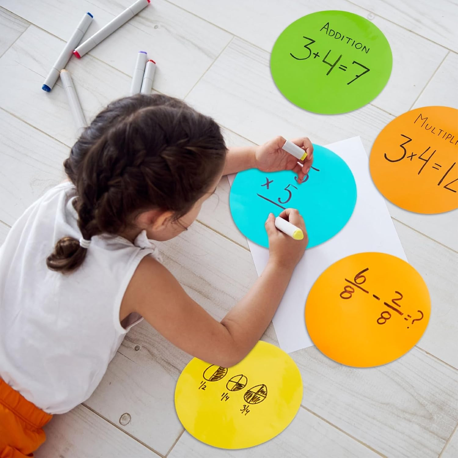 24 Pack 11-Inch Dry Erase Spots and Sticker Dots for Classroom Tables – Peel and