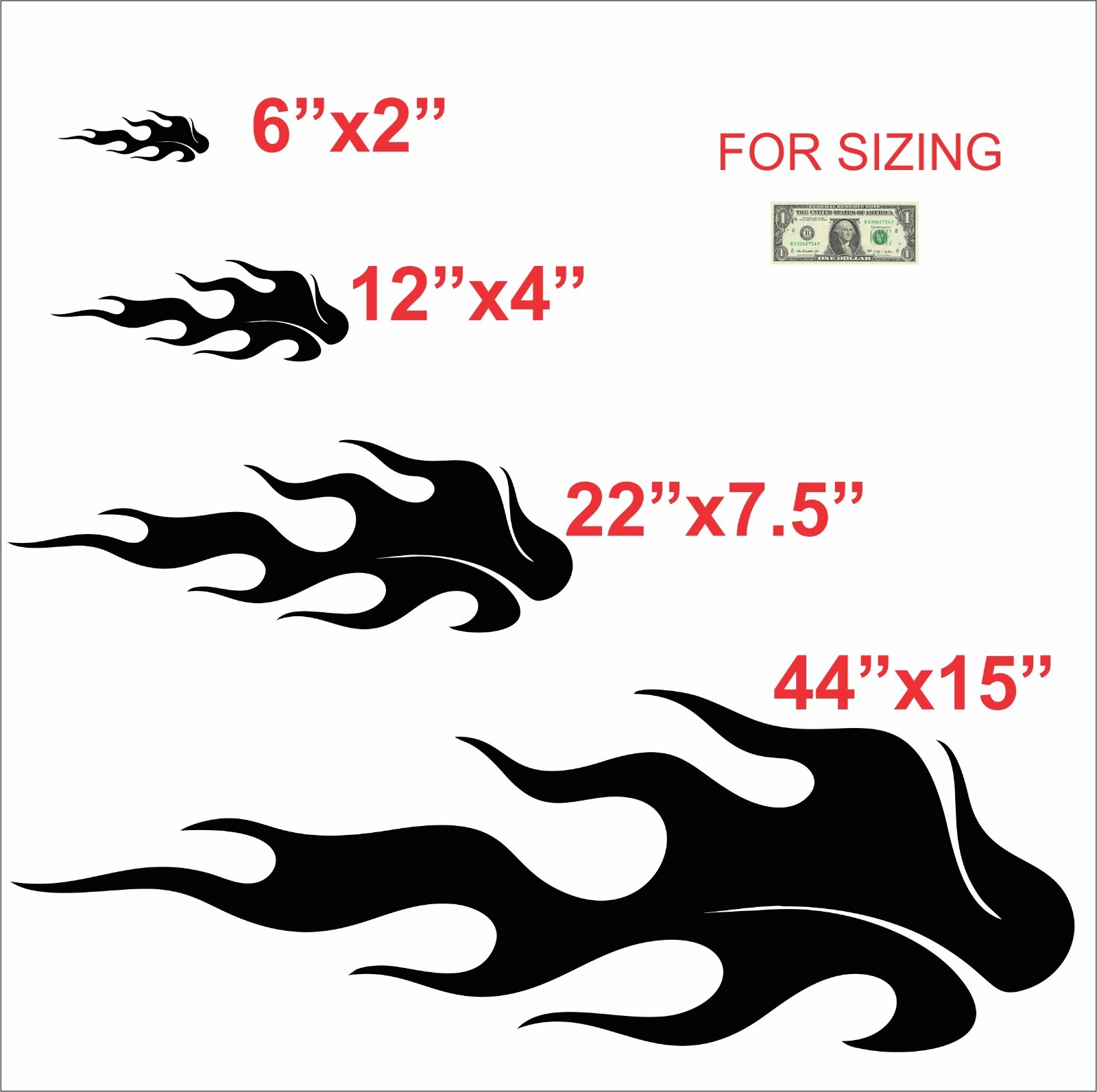 FLAME Vinyl Decal Car Sticker ENGINE FLAME FIRE DECAL 2 pc. (1 for each side)