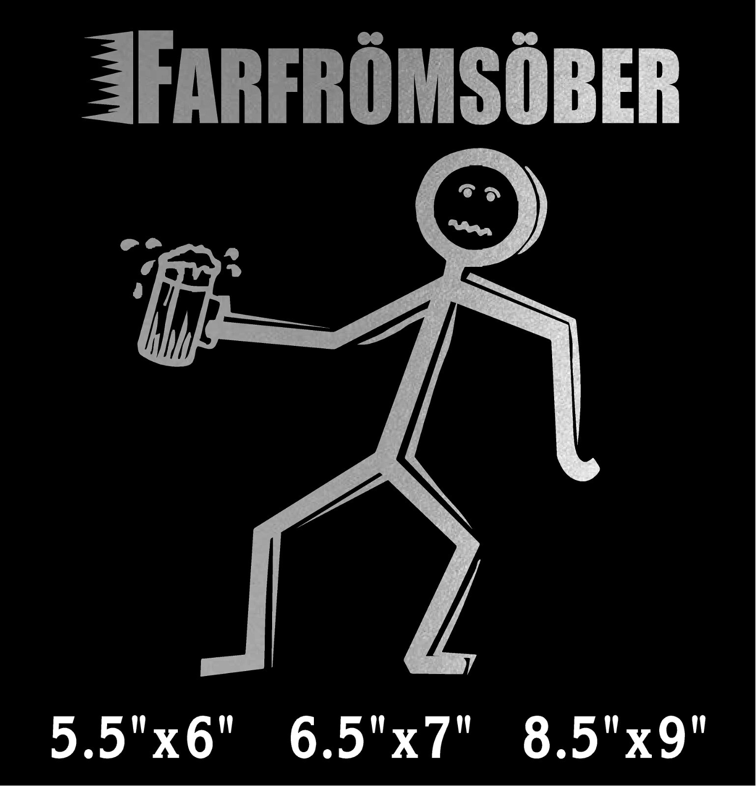FarfromSober Decal Stick Person Drunk funny window vinyl sticker