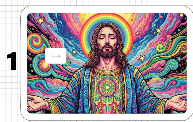 Jesus Christ Psychedelic ATM DEBIT CREDIT CARD Skin Sticker God Bible Groovy USA