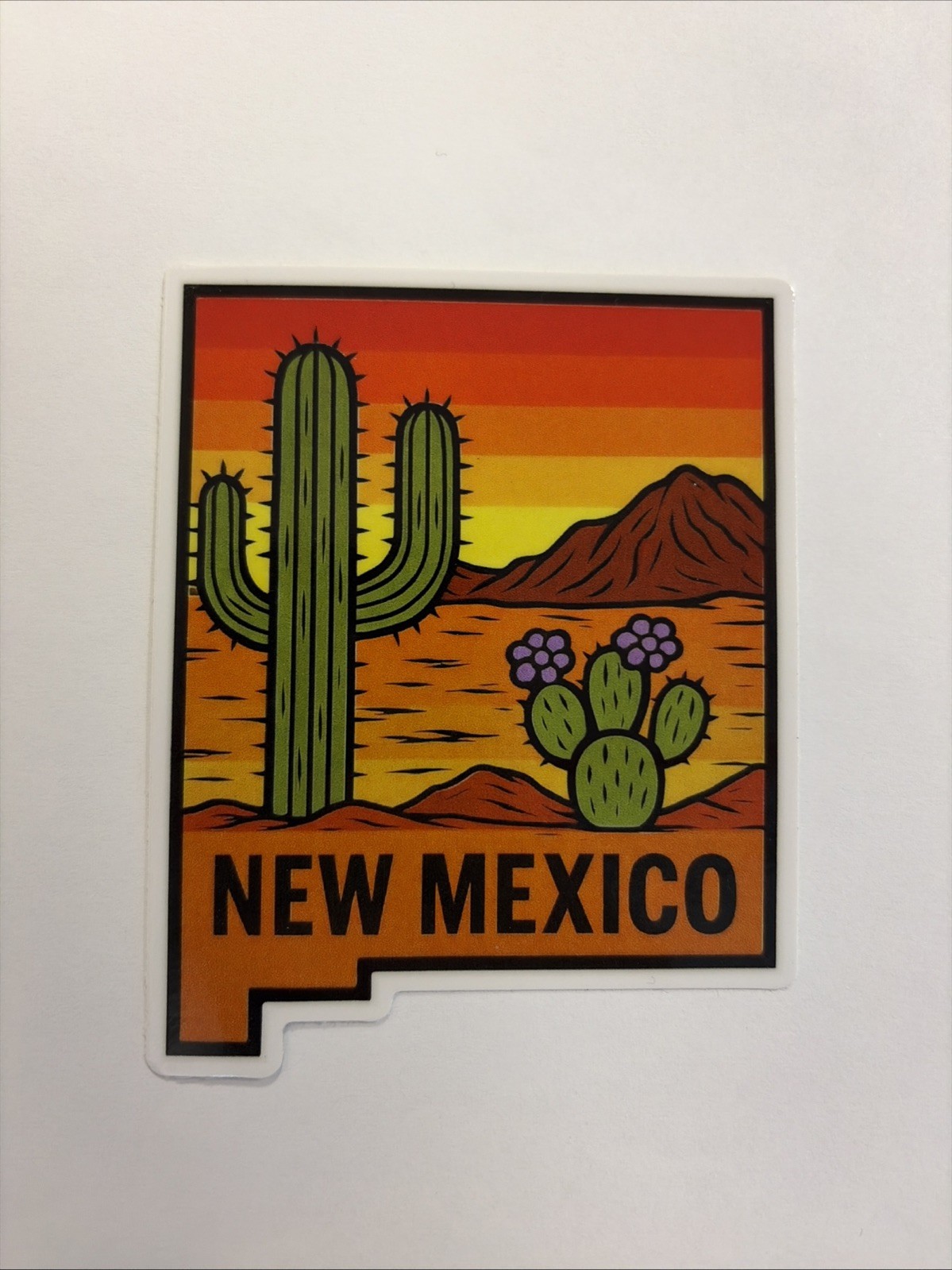 New Mexico Sticker Desert Sunset Mountains Cactus Flower
