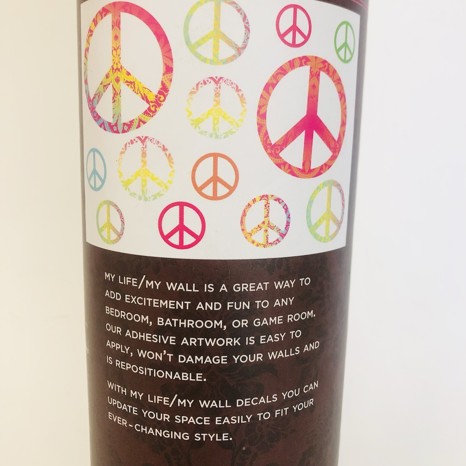DCWV Decal Wall Art Peace Signs, Girls pink room, Peel-Stick, Multicolor