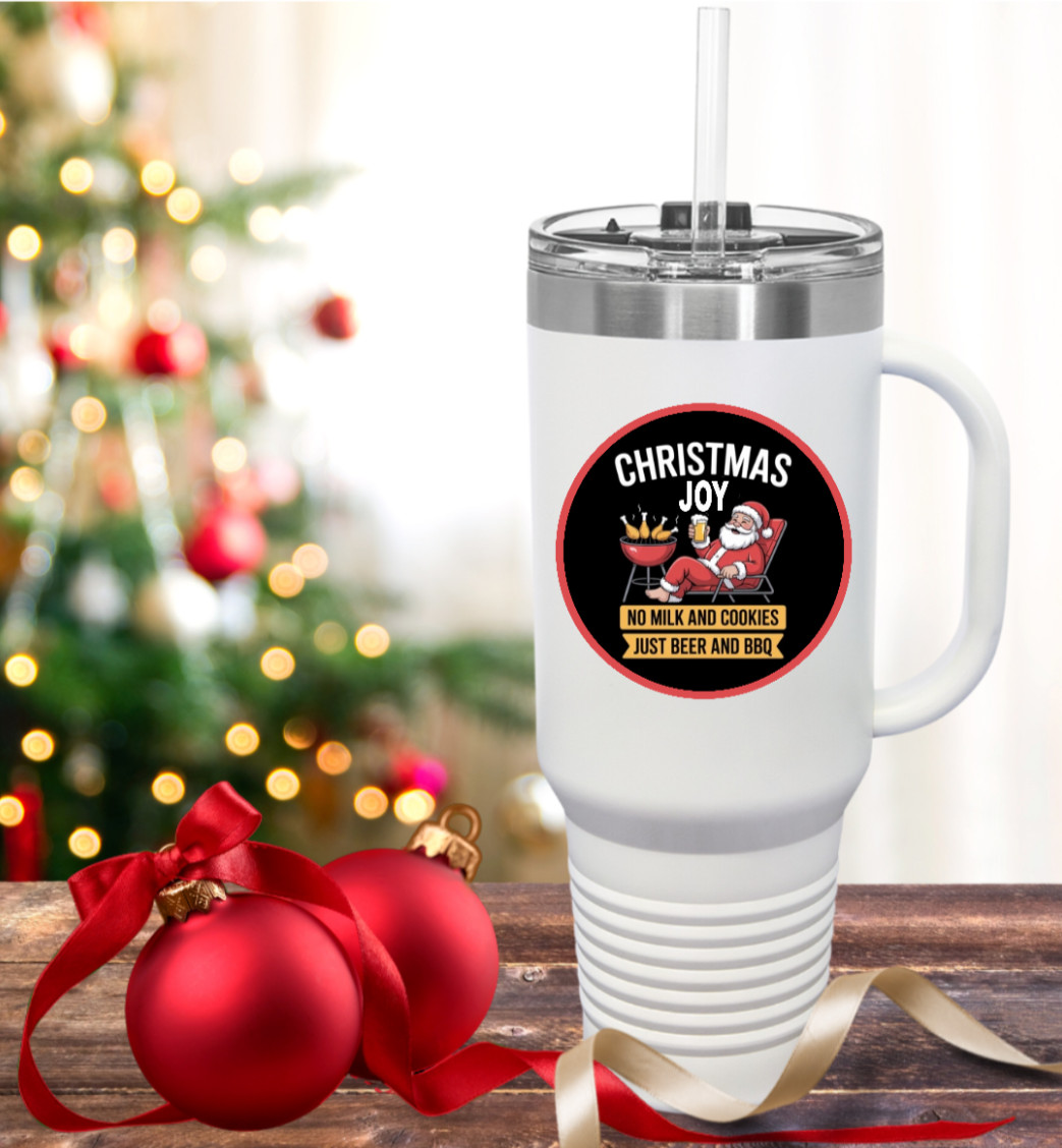 Christmas – Joy Beer and BBQ – 4" Vinyl Decal Sticker Decor Laptop Cup Cooler 25