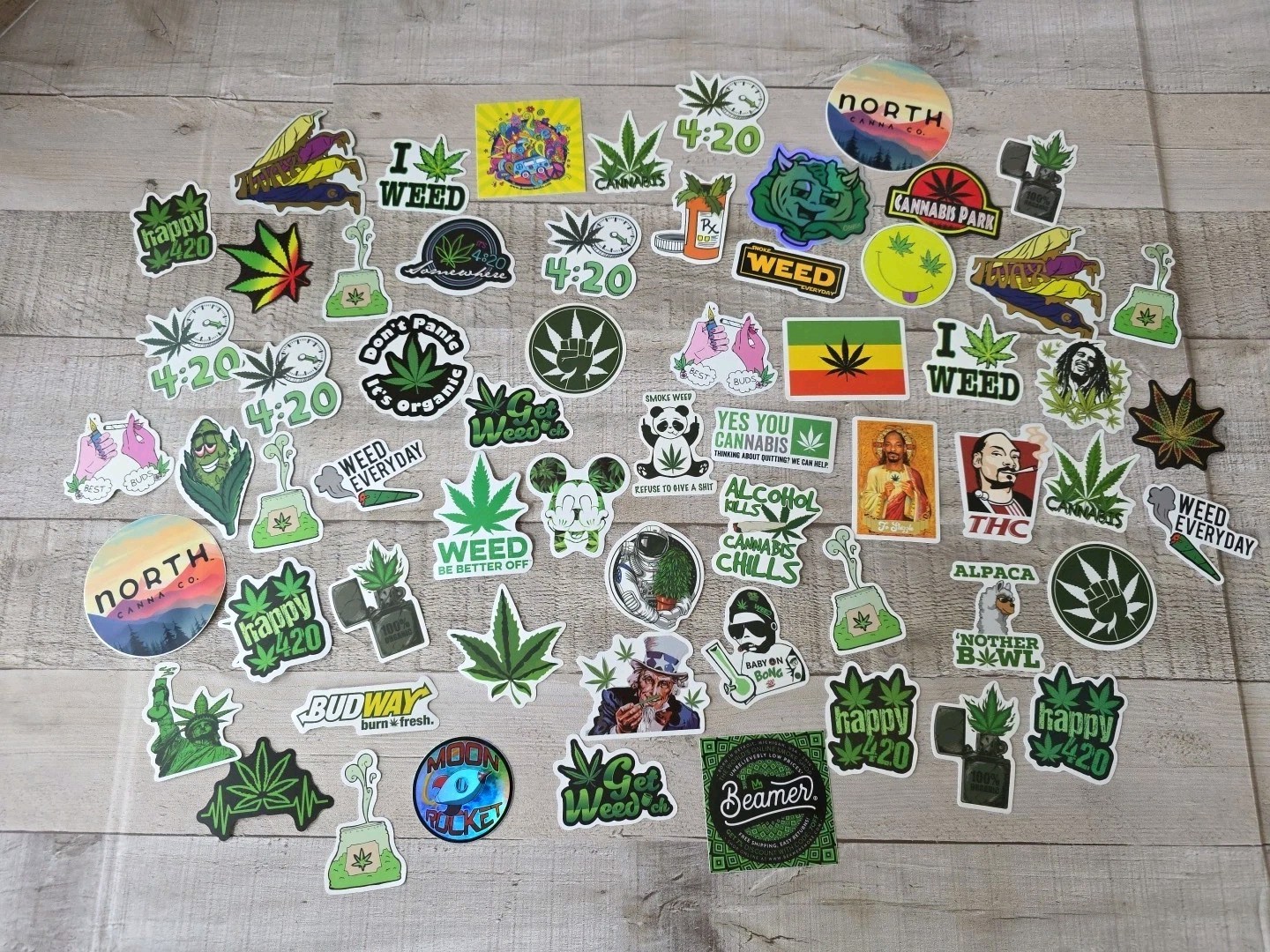 (65) Marijuana Theme Stickers Decals Cannabis Weed Humor