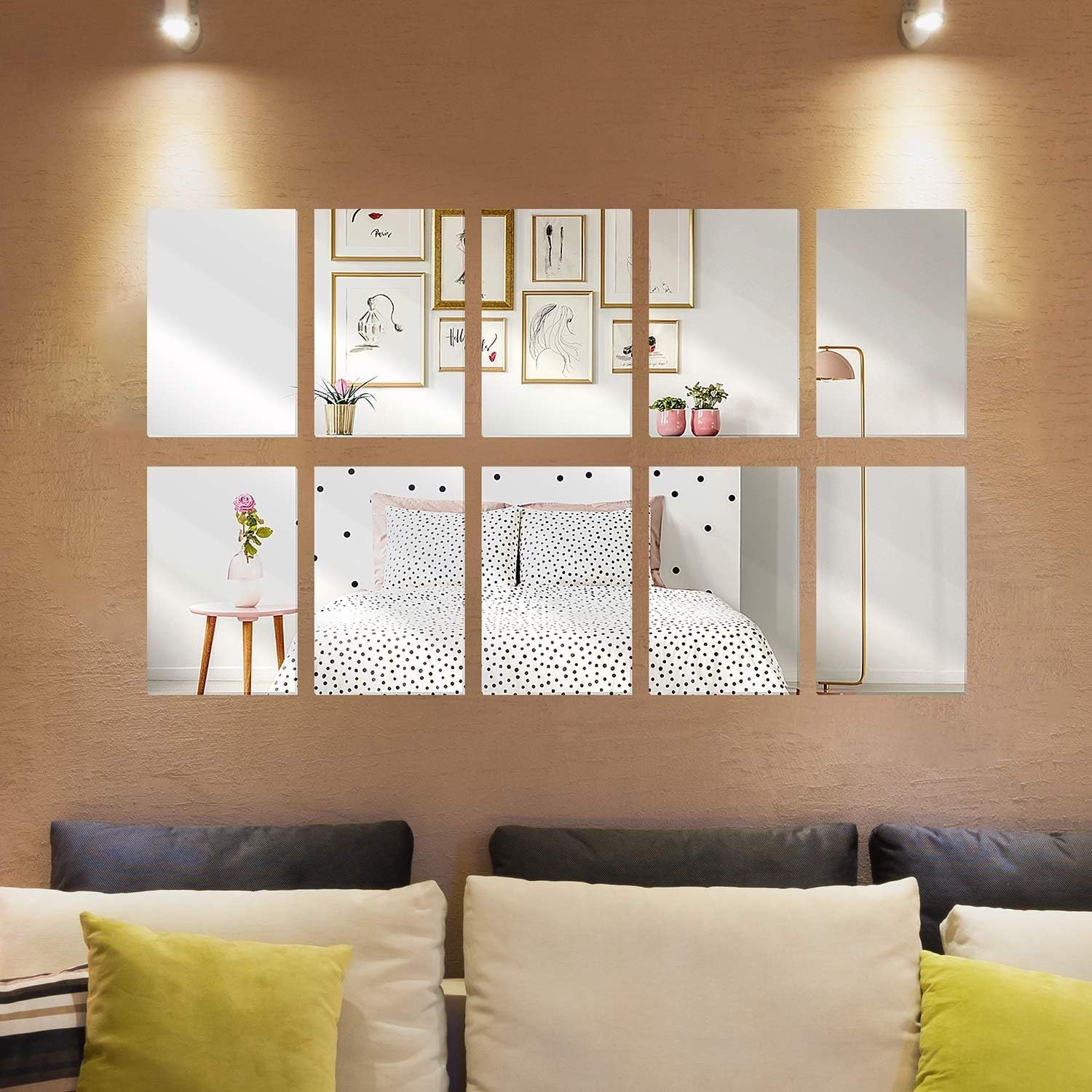 Durable Flexible Mirrors – 6 Pack Self-Adhesive Silver Tiles for Safe Home Decor