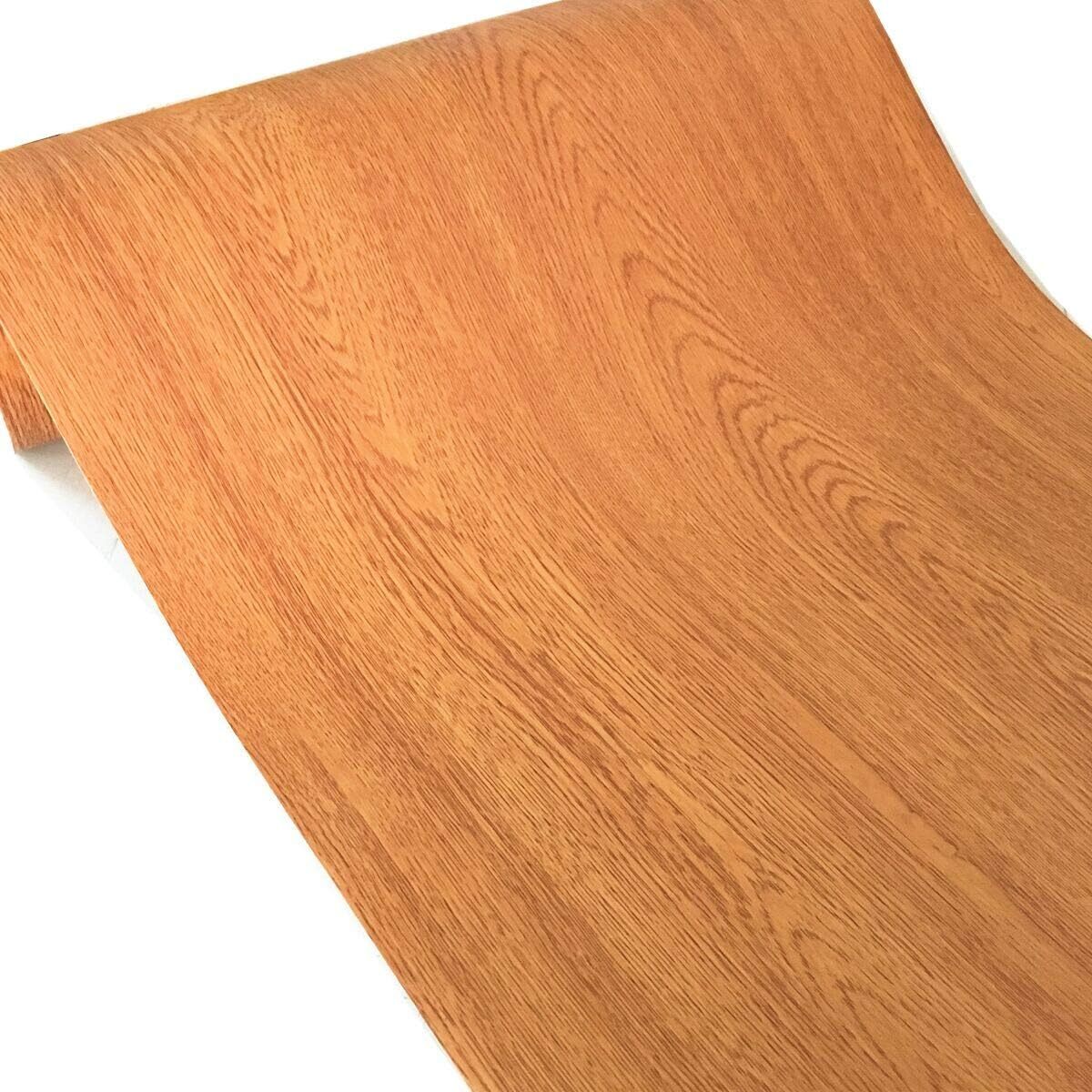UPREDO Brown Wood Grain Adhesive Paper Wall Vinyl 15.8"W x 79"L,