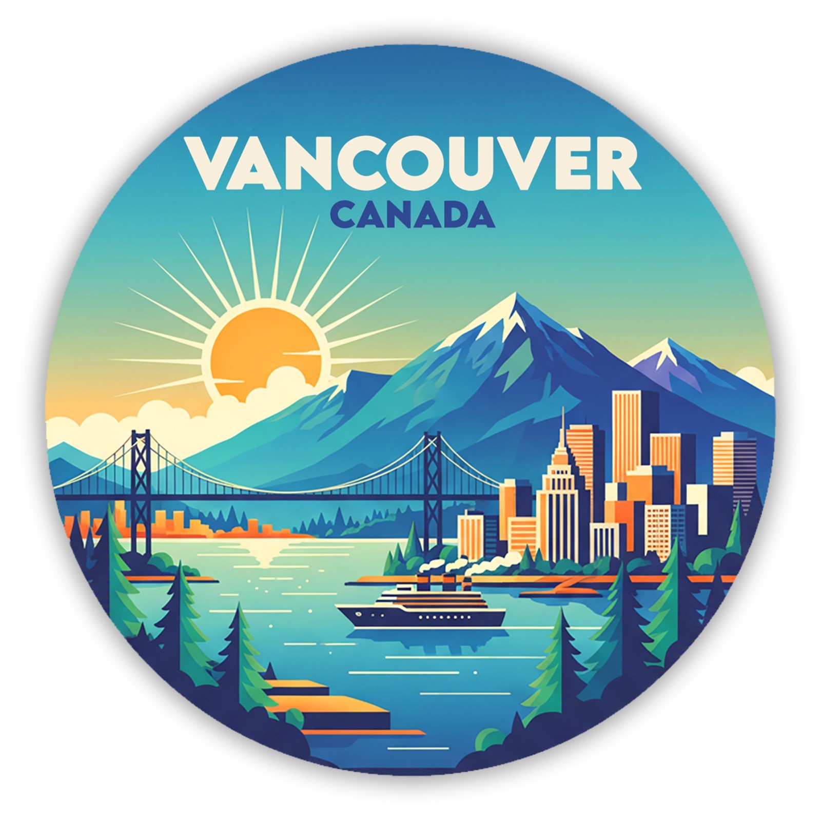 Vancouver Canada Vintage Travel Sticker Die Cut Waterproof Vinyl Laptop Decal