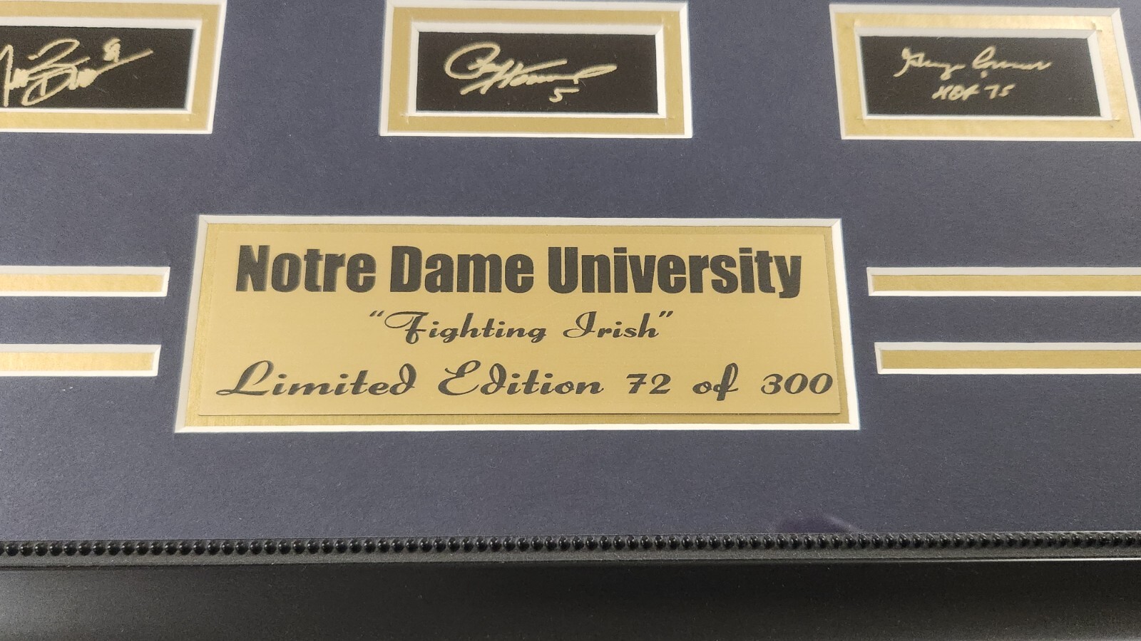 PRICE REDUCED – Notre Dame laser-etched auto wall decor (featuring Irish greats)