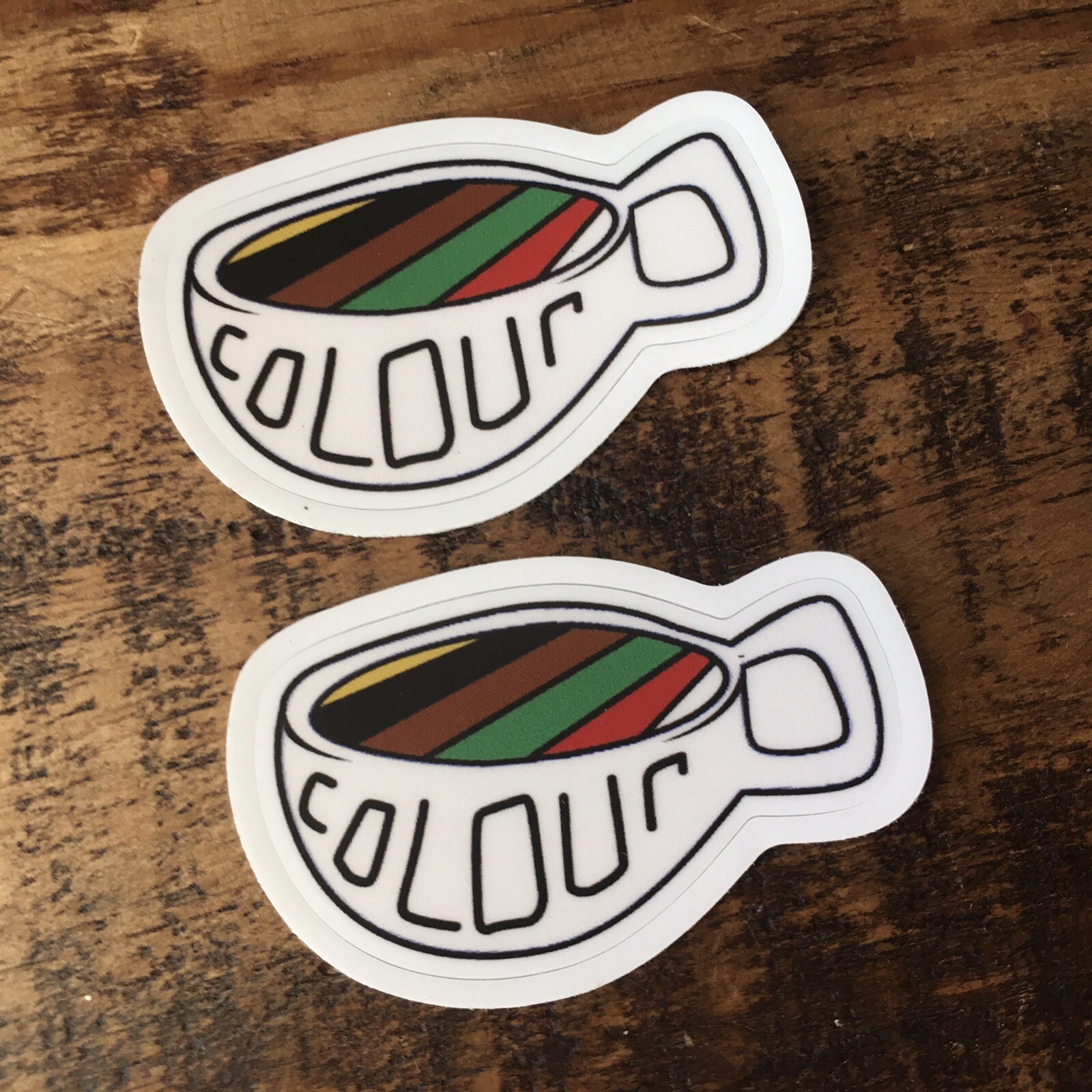 Lot 2 Colour Color Diversity Coffee Cup Unique 2023 Promo Glossy Sticker Laptop