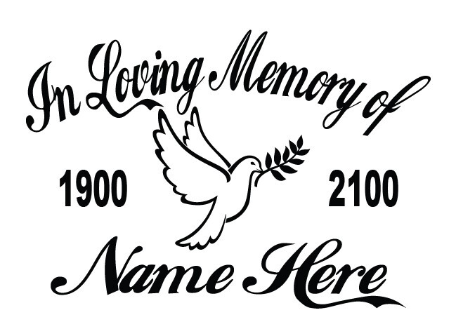 In Loving Memory Of – Dove Sticker Decal Window Memorial Personalized