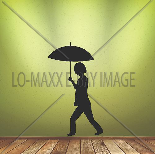 Umbrella Girl Art Cute Silhouettes Wall Window Home Decor Die Cut Vinyl Decal