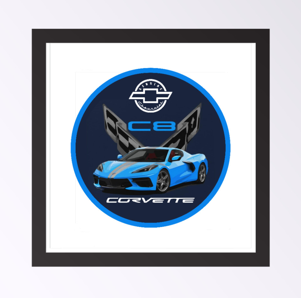 Car Classics "Corvette C8" – 4" Handcrafted Vinyl Decal Cooler Vehicle Laptop 26