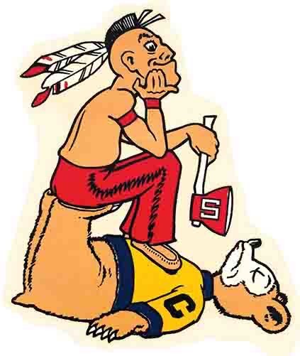 Vintage Mascot Decal Native American 12x8in Metal Sign Poster Mascot NCAA