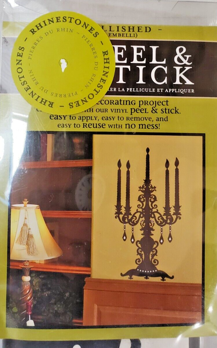 'Once Apon A Candelabra' Wall Peel & Stick 23.62" X 12.6"Decorative Rhinestones