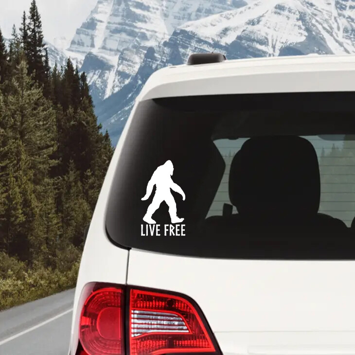 Bigfoot Live Free Vinyl Decal V1 – Cryptid Sasquatch PNW – Die Cut Sticker