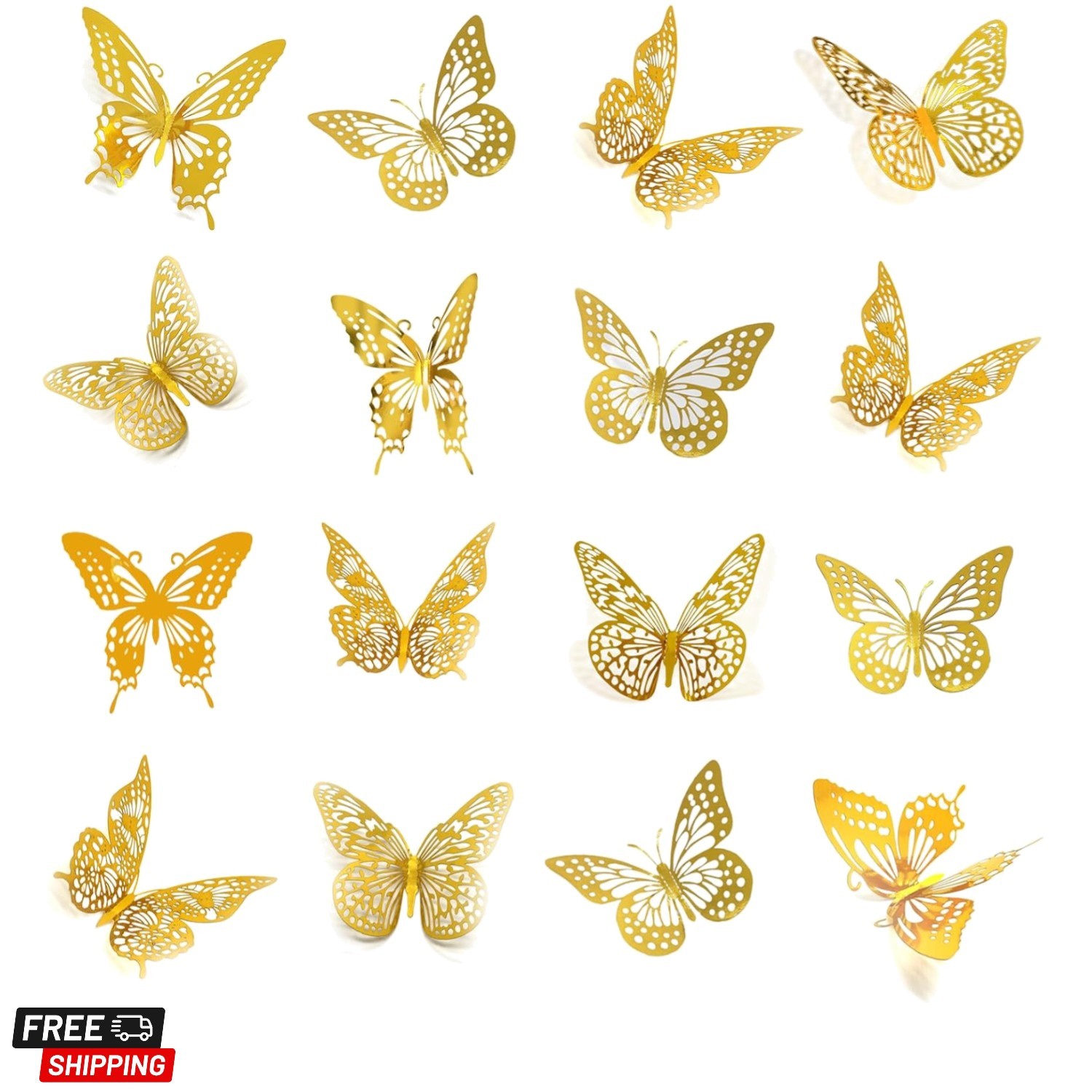 3D Butterfly Wall Decor 48 Pcs – 4 Styles & 3 Sizes, Removable Wall Stickers …