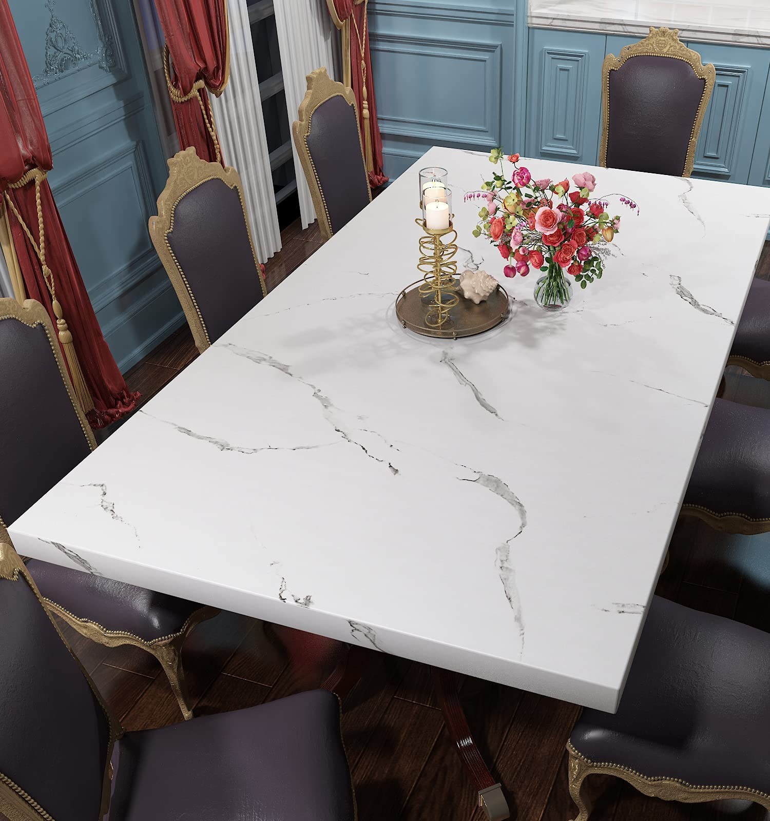 FunStick 36" x 200" White Marble Countertop Contact Paper Waterproof Marble W…