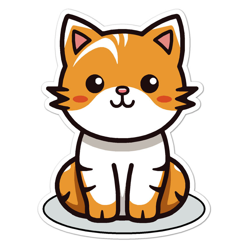 Cute Cartoon Cat Kitten, Vinyl Decal Sticker, Indoor Outdoor, 3 Sizes, #9806